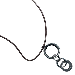 Silpada Silver Circle Pendant Necklace on a Brown Leather Cord N1821